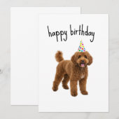 ユモアたっぷりの犬の誕生日カード - プードルのママまたはパパへのギフト 招待状 (正面/裏面)