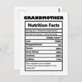 ユモアたっぷりの祖母の栄養成分表ポストカード ポストカード (正面/裏面)