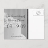 ユモアたっぷりの結婚式招待状お知らせ 案内ポストカード (裏面)