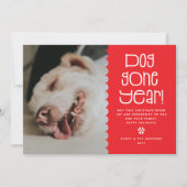 ユモアたっぷりの「ドッグ・ゴーン・イヤー」ペット写真 シーズンカード (正面)