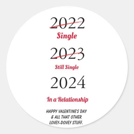 ユモアたっぷりバレンタインデーのホリデーカード ラウンドシール (正面)