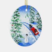 ユモアなクリスマスの黒猫アート クリエーションアーツ セラミックオーナメント (右)