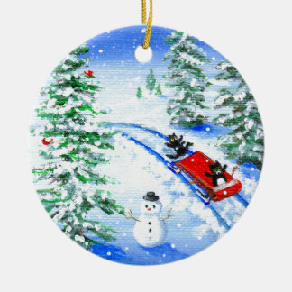 ユモアなクリスマスの黒猫アート クリエーションアーツ セラミックオーナメント