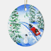 ユモアなクリスマスの黒猫アート クリエーションアーツ セラミックオーナメント (左)