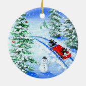 ユモアなクリスマスの黒猫アート クリエーションアーツ セラミックオーナメント (裏面)