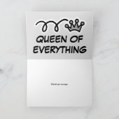 ユモアな母の日カード - すべてのものの女王 カード (内部)