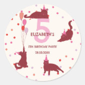 ユモアな猫のぴったりな誕生日パーティー ラウンドシール (正面)