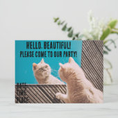 ユモアな猫のカスタムパーティー招待状 招待状 (スタンド正面)