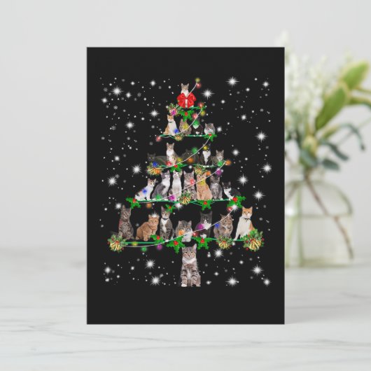 ユモアな猫のクリスマスツリー オーナメント デコ ギフト シーズンカード (スタンド正面)