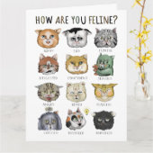 ユモアな猫の気分チャート あなたの気分は? カード (黄色い花)