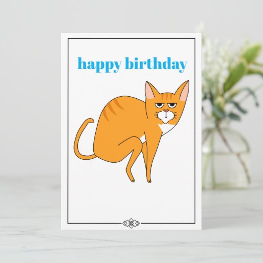 ユモアな猫の誕生日カード - あなたの1日を猫で満たして 招待状 (スタンド正面)