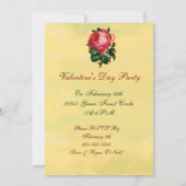 ユモアに満ちたバレンタインデーの猫たち、ピンクのバラのハートの招待状 招待状 (裏面)