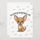 ユモアチワワの誕生日カード 招待状 (正面/裏面)