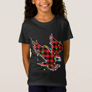 ユモア満点のイーグルクリスマスツリー 赤いチェック柄のXmas動物 Tシャツ