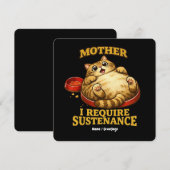 ユモア満点のデブ猫 「食事が必要なんだ！」 かわいい 招待状 (正面/裏面)