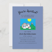 ユモア満点のランチまたはディナー パーティー カートゥーン 招待状 (正面)