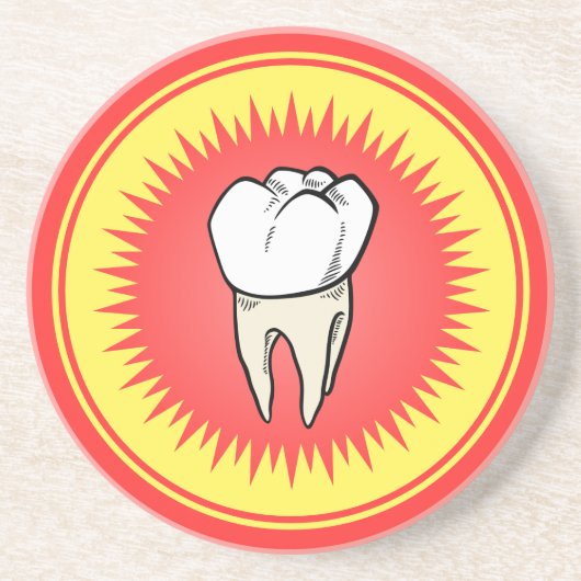 ユモア満点の赤い星の背景の抜歯された歯のコースター コースター (正面)