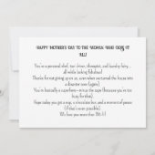 ユモア満載のカスタマイズ可能な母の日フラットグリーティングカード カード (裏面)