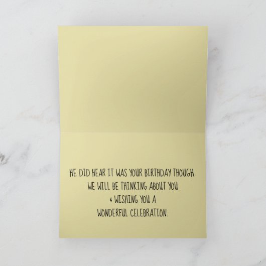 ユモア満載のカバーテキスト付き鳥の写真グリーティング カード (内部)