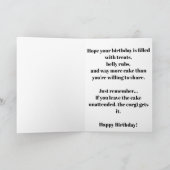 ユモア満載のコーギー誕生日カード 「ケーキのにおいがする？」 カード (内部)