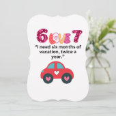 ユモア満載のバレンタインラブ カーカード 旅行とリラックスが夢の人へ シーズンカード (スタンド正面)