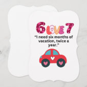 ユモア満載のバレンタインラブ カーカード 旅行とリラックスの夢 シーズンカード (正面/裏面)