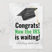 ユモア満載の卒業カード - IRSが待っています 招待状 (正面/裏面)