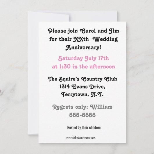 ユモア満載の記念日パーティー招待状 招待状 (裏面)