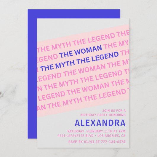 ユモア満載の100歳の誕生日招待状 女性 神話 招待状 (正面/裏面)