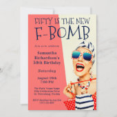 ユモア満載 レトロな50歳誕生日F爆弾招待状 招待状 (正面)