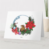 ユモア溢れるクリスマスの猫 ホリデー フォト 兄弟 姉妹 緑 カード (裏面)