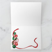 ユモア溢れるクリスマスの猫 ホリデー フォト 兄弟 姉妹 緑 カード (内部)