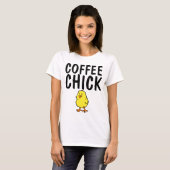 ユモア溢れるコーヒー好きのためのTシャツ、「コーヒー好きな女」 Tシャツ (正面フル)