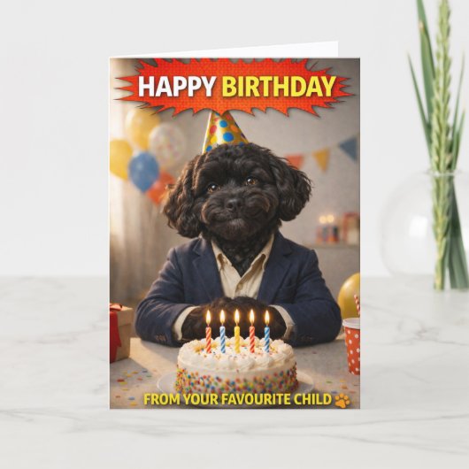 ユモア溢れるパパの誕生日カード 犬のお気に入りの子 カード (正面)