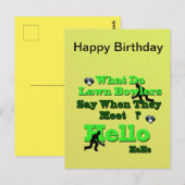 ユモア溢れるラウンド・ボウリングの誕生日グリーティングカード ポストカード (正面/裏面)