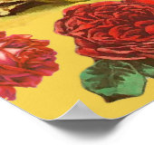 ユモア溢れるヴィンテージスタイルのバレンタインデー猫,ハート,ローズ ポスター (角)