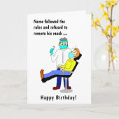 ユモア溢れる漫画の歯医者 フェイスマスク 男性 誕生日 カード (黄色い花)