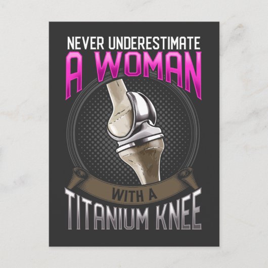 ユモア溢れる膝の手術回復期 病院 退院祝い ポストカード (正面)