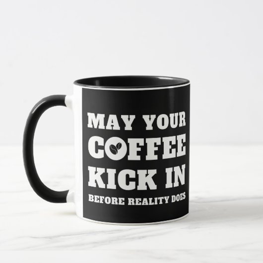 ユモア溢れる黒と白のコーヒー好き マグカップ (左)