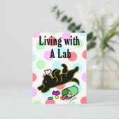 ユモア溢れる黒ラブラドール・イラスト ポストカード (スタンド正面)