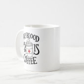 ユモア看護師用マグカップ - 私の血液型はコーヒー コーヒーマグカップ (正面左)