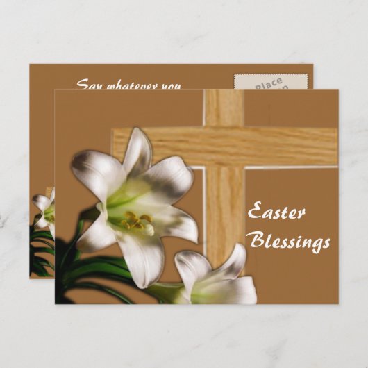 ユリおよびイースター十字の郵便はがき シーズンポストカード (正面/裏面)