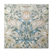 ユリおよびザクロのヴィンテージの花の芸術のデザイン タイル (正面)