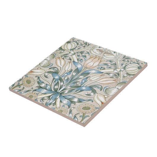 ユリおよびザクロのヴィンテージの花の芸術のデザイン タイル (側面)