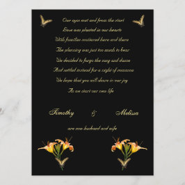 ユリおよび蝶駆け落ちの発表 案内状