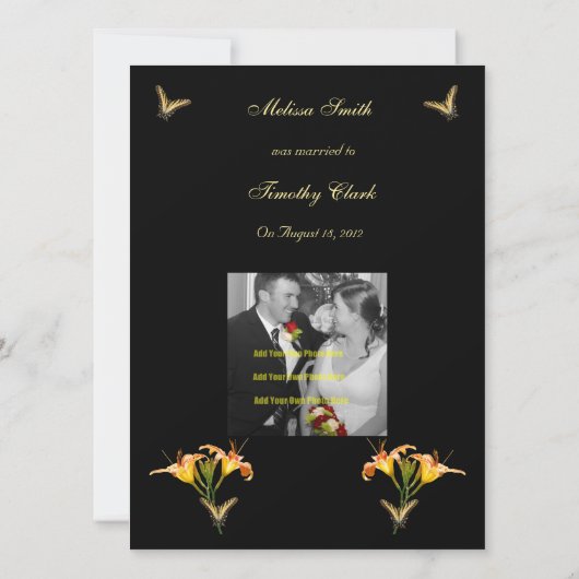 ユリおよび蝶駆け落ちの発表 案内状 (裏面)