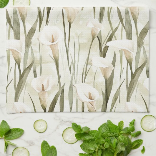 ユリかわいらしの花を呼ぶ キッチンタオル (折り畳み)