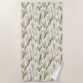 ユリかわいらしの花を呼ぶ ビーチタオル (正面)