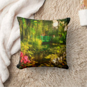 ユリが付いているクロード・モネ有名なGivernyの池 クッション (ブランケット)