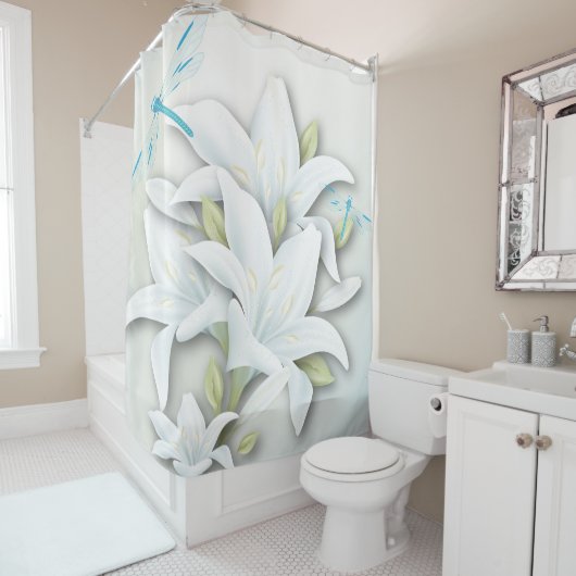 ユリとトンボ シャワーカーテン (インサイチュ)